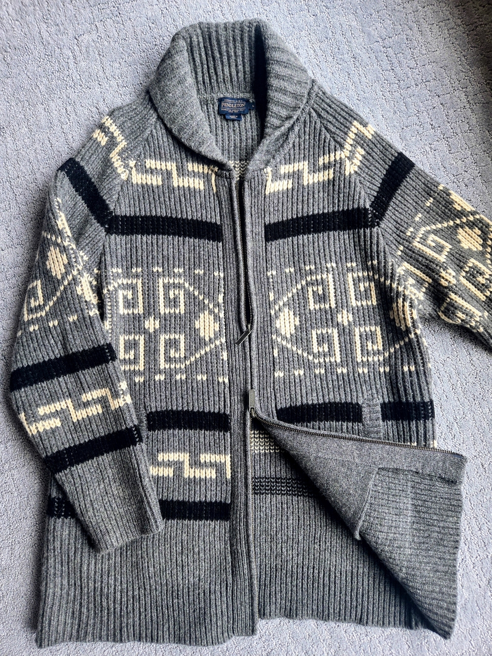 ​🌲 Pendleton Gray Zip Shawl Collar Wool Cardigan 🌲 - Picture 4 of 10